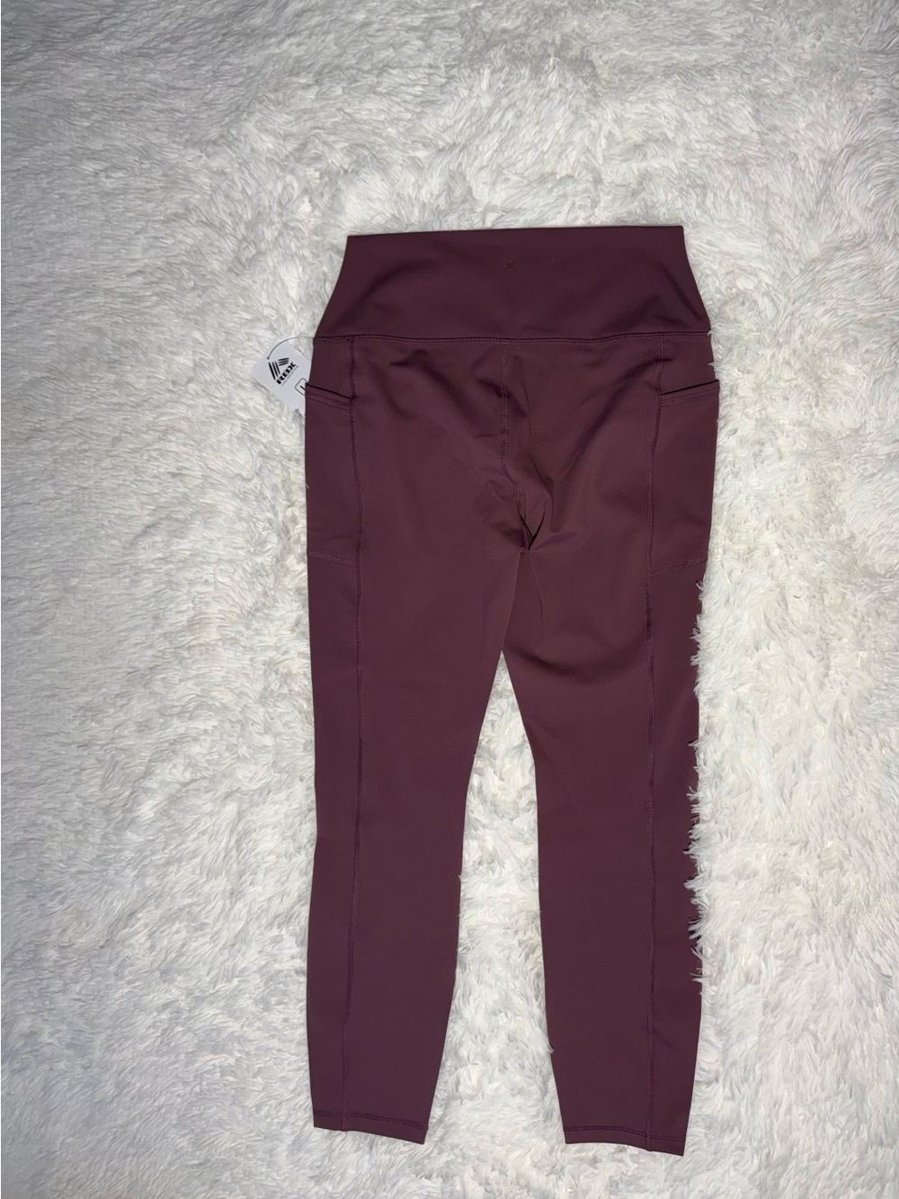 RBX Active High Waisted Leggings with Pockets NWT Burgundy Plum Size L - Picture 6 of 8